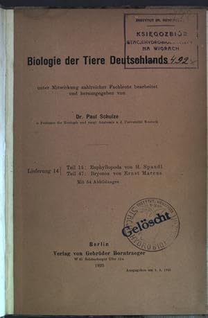 Image du vendeur pour Biologie der Tiere Deutschlands, Lieferung 14, Teil 14: Euphyllopoda, Teil 47: Bryozoa; mis en vente par books4less (Versandantiquariat Petra Gros GmbH & Co. KG)