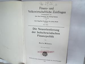 Bild des Verkufers fr Finanz- und volkswirtschaftliche Zeitfragen, Hefte 83-92. zum Verkauf von Antiquariat Bookfarm