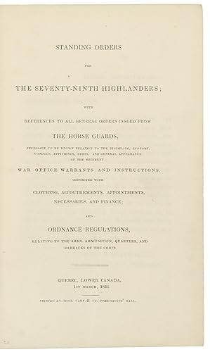 Standing Orders for the Seventy-Ninth Highlanders