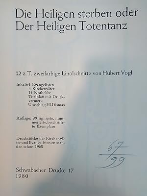 Bild des Verkäufers für Die Heiligen sterben oder Der Heiligen Totentanz. zum Verkauf von Antiquariat Thomas Nonnenmacher