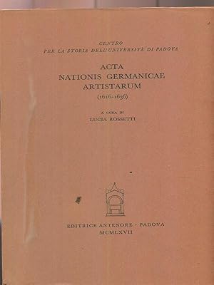 Bild des Verkufers fr Acta Nationis Germanicae Artistarum 1616-1636 - I.3 zum Verkauf von Librodifaccia