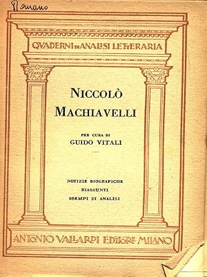 Imagen del vendedor de Niccolo' Machiavelli a la venta por Librodifaccia