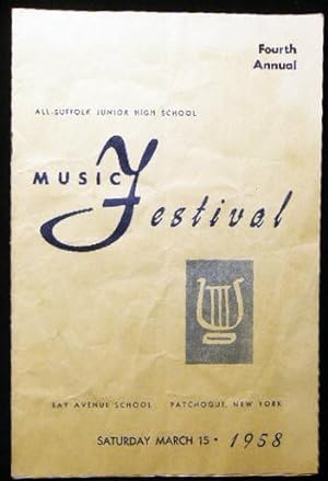 Bild des Verkufers fr Fourth Annual All-Suffolk Junior High School Music Festival Bay Avenue School Patchogue, New York Saturday March 15 1958 zum Verkauf von Certain Books, ABAA