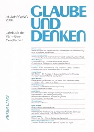 Image du vendeur pour Glaube und Denken 19. Jahrgang 2006- Jahrbuch der Karl-Heim-Gesellschaft mis en vente par Roland Antiquariat UG haftungsbeschrnkt