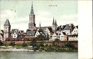 Bild des Verkufers fr Ansichtskarte / Postkarte Ulm an der Donau Baden Wrttemberg, Teilansicht der Stadt, Ulmer Mnster zum Verkauf von akpool GmbH