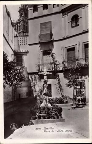 Bild des Verkufers fr Ansichtskarte / Postkarte Sevilla Andalusien Spanien, Plaza de Santa Maria, Kreuz zum Verkauf von akpool GmbH