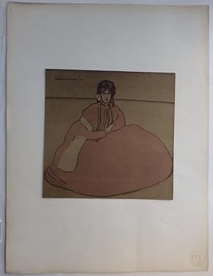 Lady in a Pink Dress lithograph;