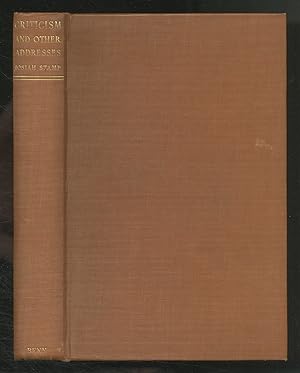 Bild des Verkufers fr Criticism and Other Addresses zum Verkauf von Between the Covers-Rare Books, Inc. ABAA