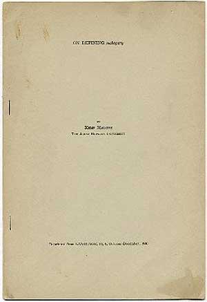 Bild des Verkufers fr On Defining mahogany zum Verkauf von Between the Covers-Rare Books, Inc. ABAA