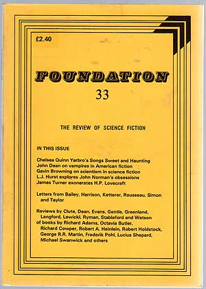 Bild des Verkufers fr Foundation 33: The Review of Science Fiction zum Verkauf von Between the Covers-Rare Books, Inc. ABAA