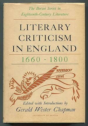 Seller image for Literary Criticism in England, 1660-1800 for sale by Between the Covers-Rare Books, Inc. ABAA