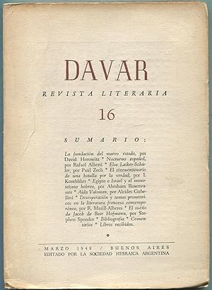 Imagen del vendedor de Davar: Revista Literaria, 16, Marzo 1948 a la venta por Between the Covers-Rare Books, Inc. ABAA