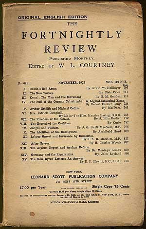 Bild des Verkufers fr The Fortnightly Review: November, 1922, No. 671, Vol. 112 zum Verkauf von Between the Covers-Rare Books, Inc. ABAA