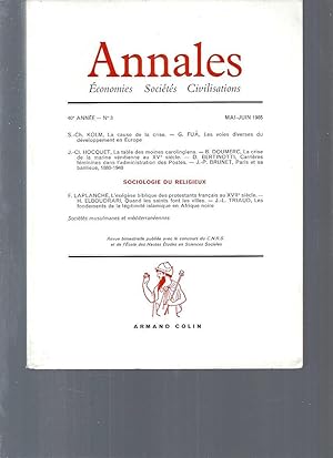 Annales / Economie Sociétés Civilisations - N°3 / mai-juin 1985