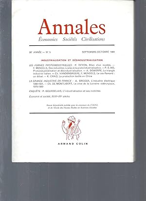 Annales / Economie Sociétés Civilisations - N°5 / septembre-octobre 1984