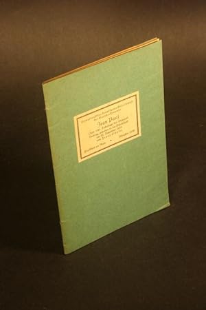 Bild des Verkufers fr Jean Paul (Zum 100. Todestage des Dichters) Vortrag, gehalten in der Gesellschaft am 29. November 1925. zum Verkauf von Steven Wolfe Books