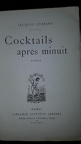 Bild des Verkufers fr Cocktails aprs minuit. Roman fantastique. zum Verkauf von AHA BOOKS