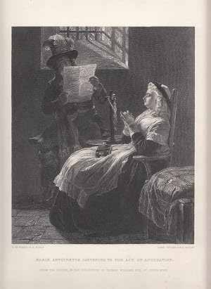 Imagen del vendedor de Marie Antoinette listening to the act of accusation." Stahlstich von Lumb Stocks nach E. M. Ward, ca. 23 x 9 cm, um 1850. a la venta por Antiquariat Michael Eschmann