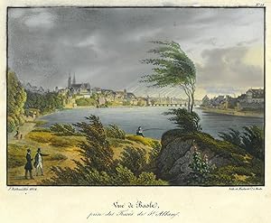 BASEL. "Vue de Basle prise des Fossés de St. Alban". Gesamtansicht über den Rhein.