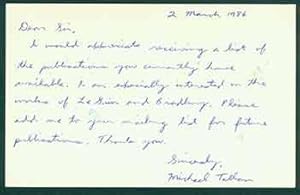 Note addressed to the Lord John Press, from Michael Tallan.