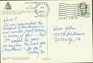 Postcard addressed to Herb Yellin of the Lord John Press, signed ?Molly.?