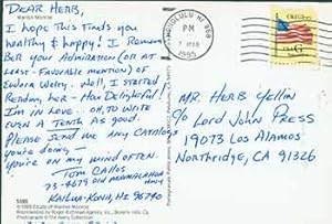 Postcard addressed to Herb Yellin of the Lord John Press, from Tom Callos.