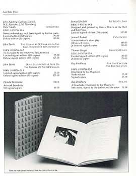 Immagine del venditore per The Lord John Press Catalogue for 1987-1988. venduto da Wittenborn Art Books