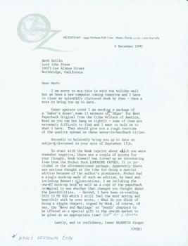 Seller image for Typed letter signed, Gordon J. Weel to Herb Yellin, December 6, 1990. for sale by Wittenborn Art Books