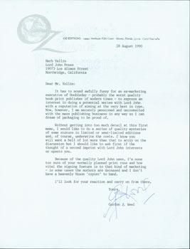 Seller image for Typed letter signed, Gordon J. Weel to Herb Yellin, August 28, 1990. for sale by Wittenborn Art Books