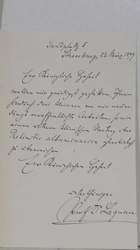 Bild des Verkufers fr Eigenhndiger Brief an seinen Kollegen den Herzog Carl Theodor in Bayern mit Unterschrift. zum Verkauf von Antiquariat  Braun