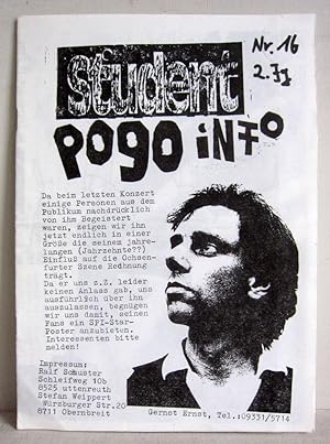Seller image for Student Pogo Info - Nr. 16, 2. Jg., 1979 - Regionale Musik-, Literatur- und Kunstzeischrift - Hrsg. Ralf Schuster for sale by Verlag IL Kunst, Literatur & Antiquariat
