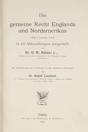 Das Gemeine Recht Englands und Nordamerikas (The Common Law) [With].