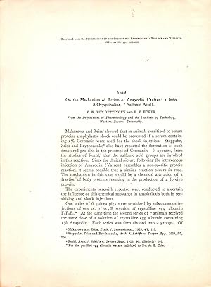 Image du vendeur pour On the Mechanism of Action of Anayodin (Yatren; 5 Iodo, 8 Oxyquinoline, 7 Sulfonic Acid) mis en vente par Book Booth