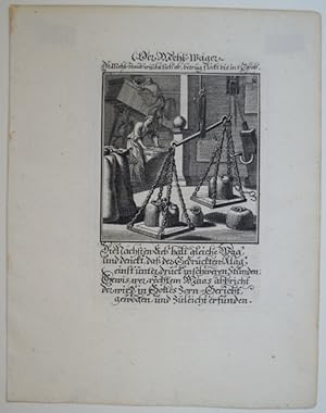 Der Mehl Wäger. Kupferstich aus Christoph Weigels Ständebuch von 1711. Mit gestochenem Titel und ...