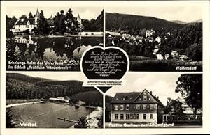 Imagen del vendedor de Ansichtskarte / Postkarte Wolfersdorf, Erholungsheim im Schloss Frhliche Wiederkunft, Waldbad, Fiedlers Gasthaus a la venta por akpool GmbH