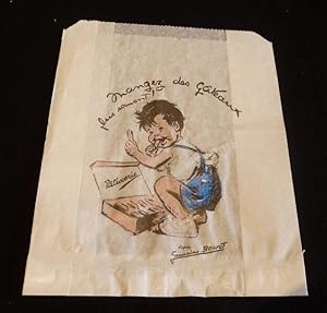 Bild des Verkufers fr Mangez des gteaux plus souvent !" Sachet de boulangerie illustr d'aprs Germaine Bouret (12 x 15,5 cm) zum Verkauf von Abraxas-libris