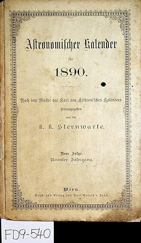 Astronomischer Kalender für 1890. Nach dem Muster des Karl von Littrow'schen Kalenders. Neue Folg...