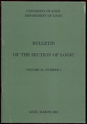 Bild des Verkufers fr Bulletin of the Section of Logic, Volumes 22, Number 1 zum Verkauf von Antikvariat Valentinska