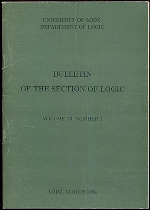 Bild des Verkufers fr Bulletin of the Section of Logic, Volumes 23, Number 1 zum Verkauf von Antikvariat Valentinska