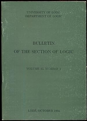 Seller image for Bulletin of the Section of Logic, Volumes 23, Number 3 for sale by Antikvariat Valentinska
