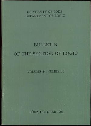 Bild des Verkufers fr Bulletin of the Section of Logic, Volumes 24, Number 3 zum Verkauf von Antikvariat Valentinska