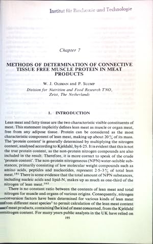 Immagine del venditore per Methods of determination of connective tissue free muscle protein in meat products; Reprint from: Developments in Meat Science 2; venduto da books4less (Versandantiquariat Petra Gros GmbH & Co. KG)