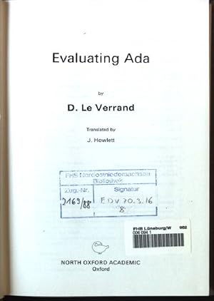 Immagine del venditore per Evaluating ADA Studies in computer science venduto da books4less (Versandantiquariat Petra Gros GmbH & Co. KG)