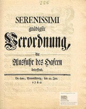 Von Gottes Gnaden, Wir, Carl, Herzog zu Braunschweig und Lüneburg etc. etc. Serenissimi gnädigste...