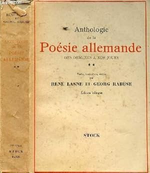 Imagen del vendedor de ANTHOLOGIE DE LA POESIE ALLEMANDE a la venta por Le-Livre