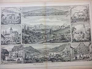 Orig. Holzstich - Thüringen - Arnstadt und seine Umgebung.