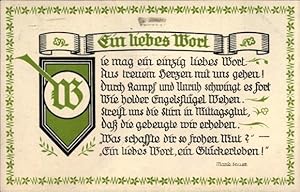 Seller image for Gedicht Ansichtskarte / Postkarte Sauer, Marie, Ein liebes Wort, Wie mag ein einzig liebes Wort aus treuem Herzen for sale by akpool GmbH