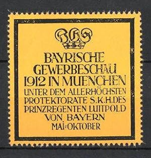 Bild des Verkufers fr Reklamemarke Mnchen, Bayerische Gewerbeschau 1912, Messelogo zum Verkauf von Bartko-Reher