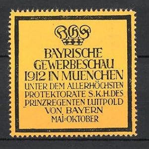 Bild des Verkufers fr Reklamemarke Mnchen, Bayerische Gewerbeschau 1912, Messelogo zum Verkauf von Bartko-Reher