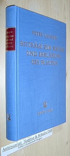 Imagen del vendedor de Beitrge zur Kritik und Erklrung des Plautus. a la venta por Antiquariat Andree Schulte